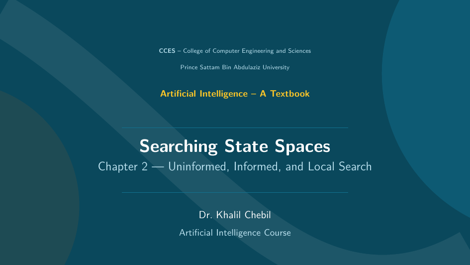 Chapter 2 — Searching State Spaces: title slide preview