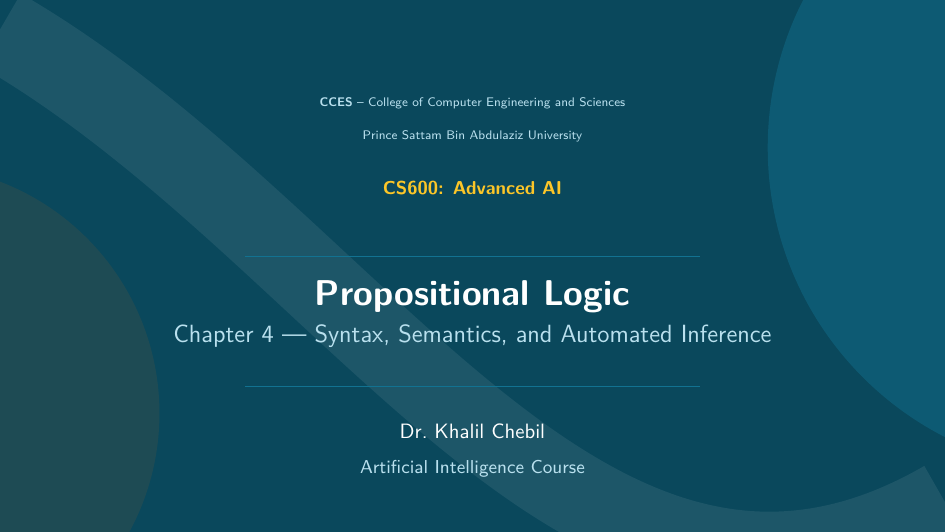 Chapter 4 — Propositional Logic: title slide preview